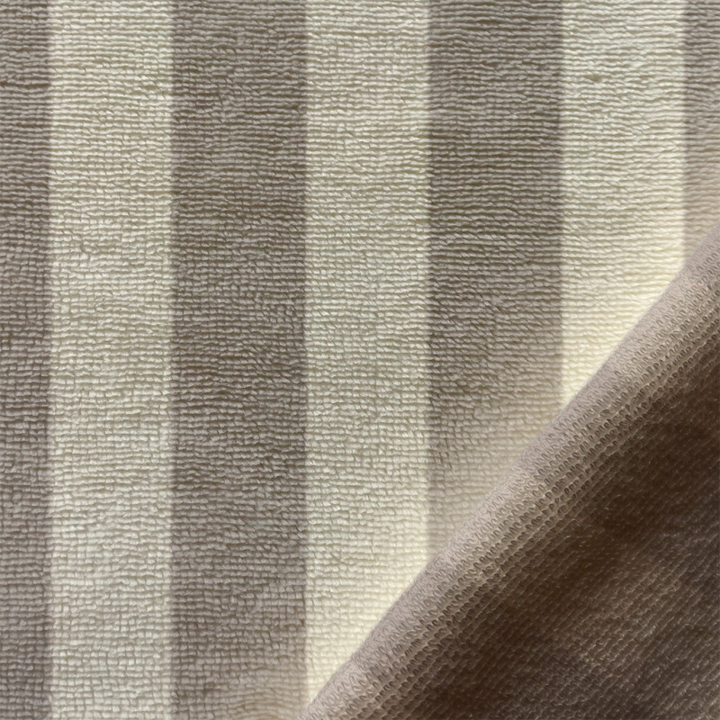 Striped Micro Bamboo Terry RAYE Ecru / Pebble
